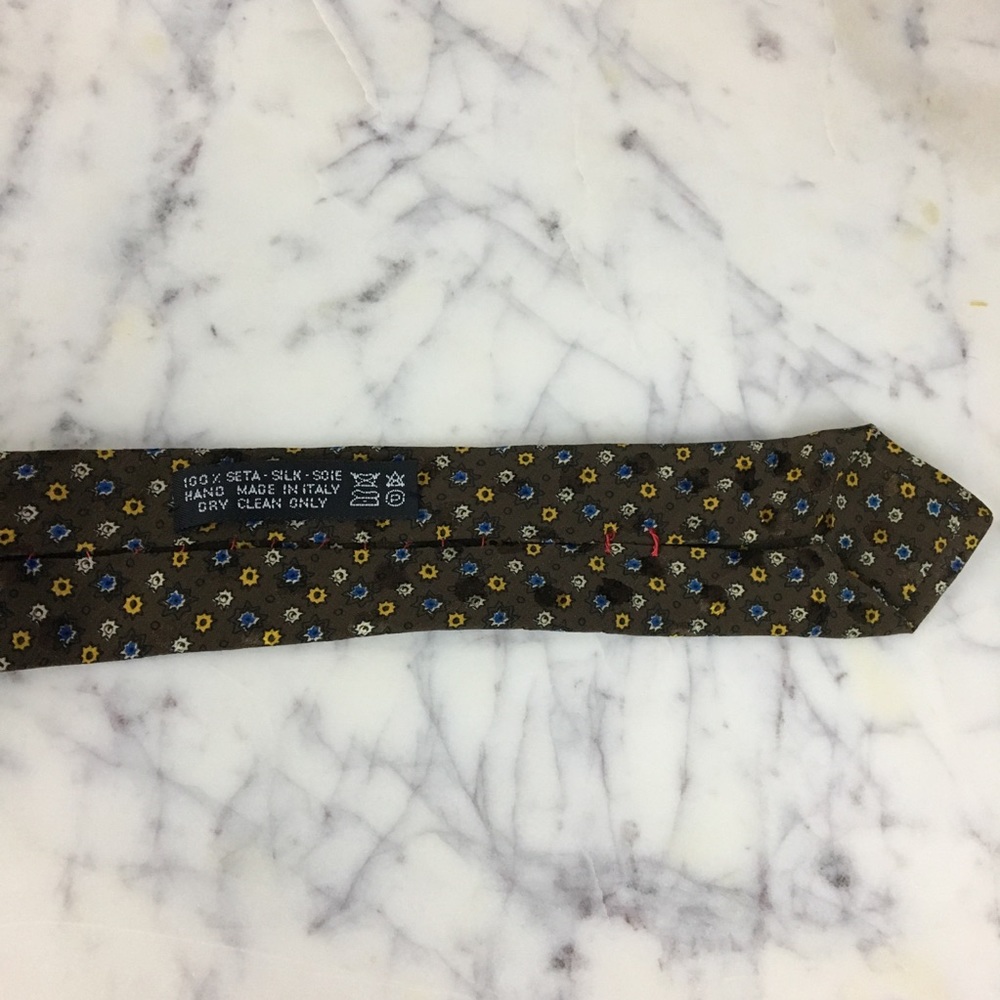 Brioni Luxury Silk tie geometric print blue yellow - Picture 4 of 5